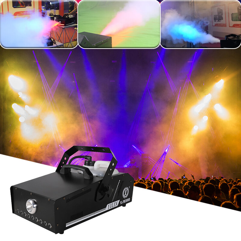 Controle remoto sem fio Máquina Smoke Thrower, 3000W, RGB, Nevoeiro, Bar, DJ, Casamento, LED, Dance Party, Natal, Clube