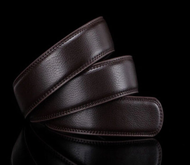 العلامة التجارية لا مشبك 3.5 سنتيمتر واسعة جلد طبيعي التلقائي حزام الجسم حزام دون مشبك أحزمة الرجال نوعية جيدة الذكور أحزمة