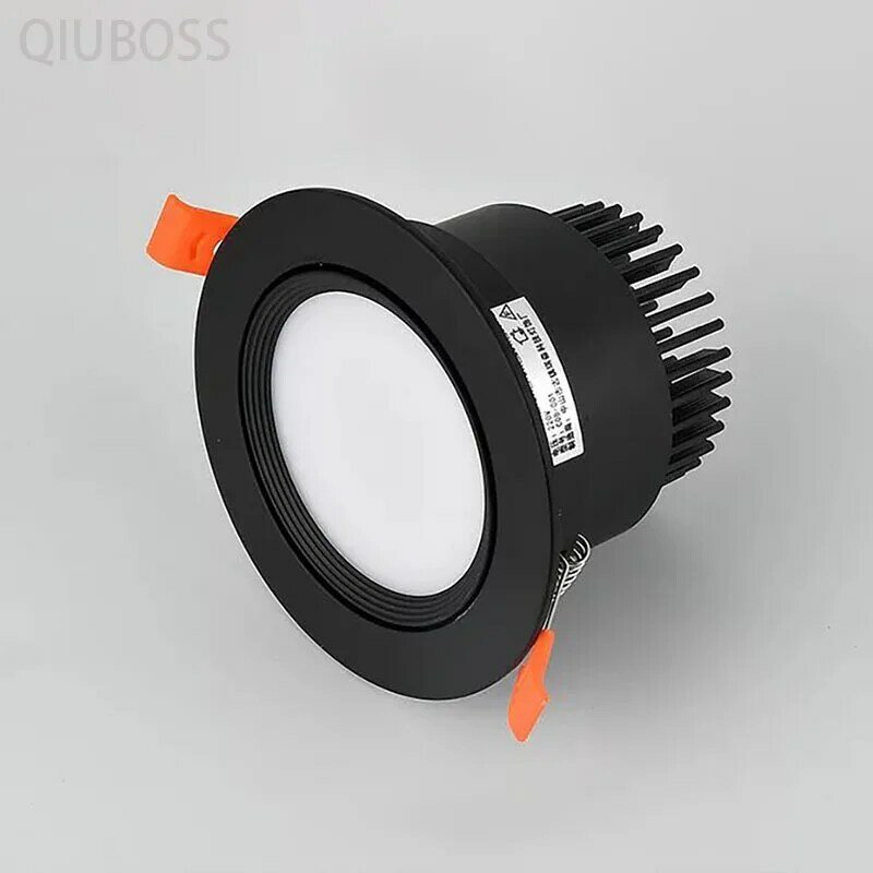 QIUBOSS Recessed LED Downlights 220V 110V Ceiling Light Dimmable LED Spotlights 15W 18W COB LED Lighting Lamp for Bathroom Loft