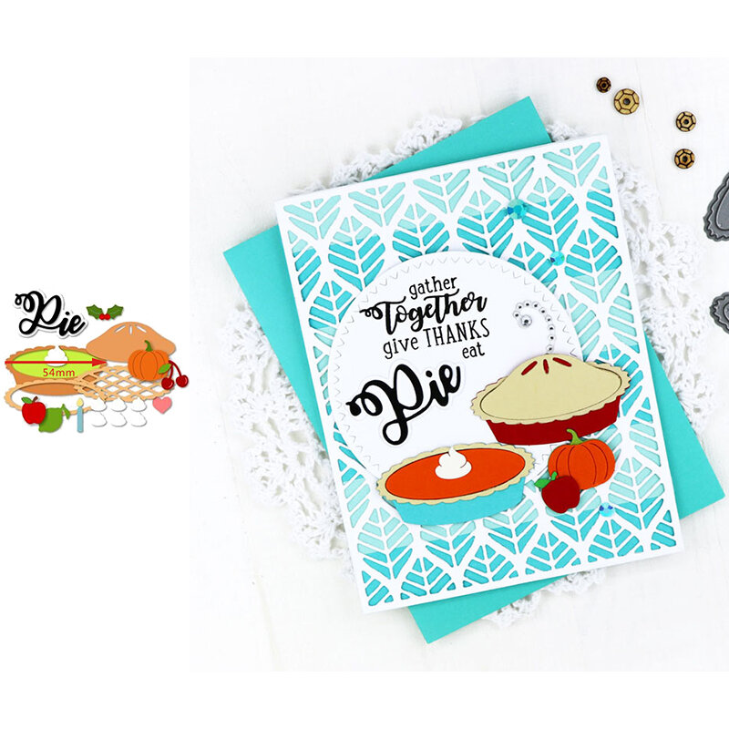 Leckeres Essen Mahlzeit Pie Kuchen Obst Kerze Creme Kürbis Metall Schneiden Stirbt Scrapbooking Album Papier DIY Karten Handwerk Neue 2019