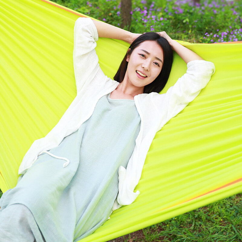 Polyester Draagbare Hangmatten Anti-Rollover Outdoor Reizen Camping Hangmat Volwassen Hangend Bed Slapende Schommel Ademende Hangmat