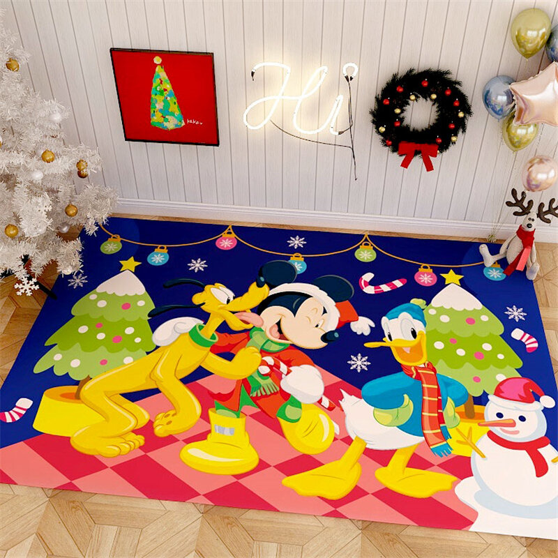 Merry Christmas Kids Play Mat Mickey Doormats Indoor Home Carpets Decor 160x80CM Bath Carpet Long Bedroom Living Room Floor