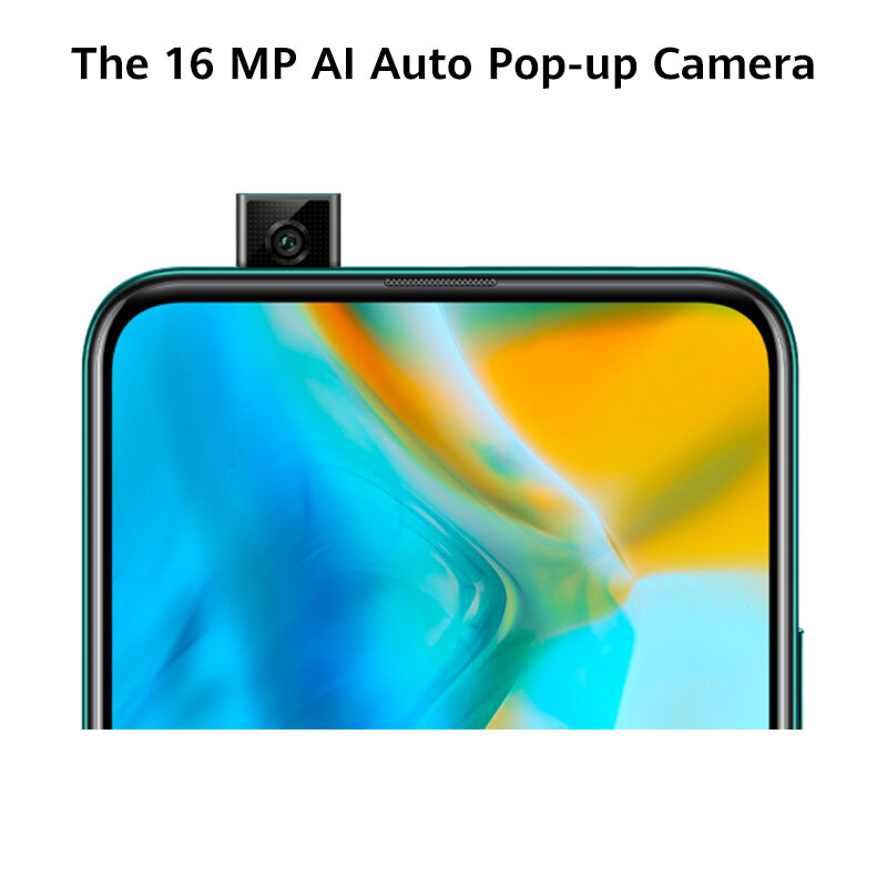 Smartphone huawei y9 prime versão global, celular com 4gb + 2019 gb, câmeras traseiras triplas ia de 16mp, câmera frontal pop-up de 16mp celular 6.59 ''câmera