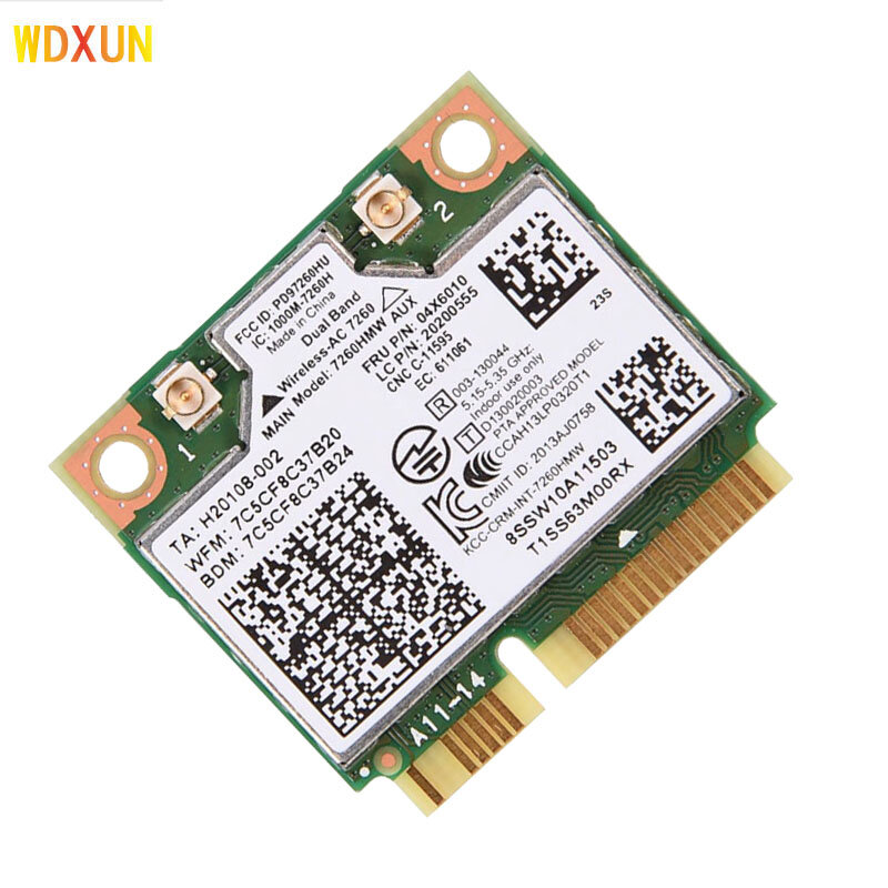 ثنائي النطاق اللاسلكي إنتل 7260 7260ac 7260HMW 802.11ac Mini PCI-E Wifi BT4.0 بطاقة 867 متر لينوفو آي بي إم ثينك باد 04X6090 04X6010