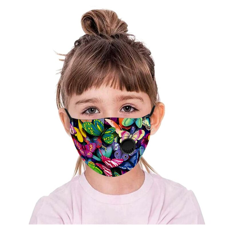 Pañuelo nuevo de moda de dibujos animados reutilizable máscara de niños para niños 2020 Válvula de respiración boca estampado de mariposa máscara facial niños máscara lavable