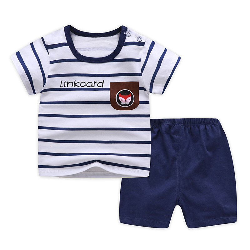 Casual Kids Clothes 2 Piece Set Clothing Green Cool Boy T-shirt + Shorts Clothing Boys Tracksuit Children Baby Clothes