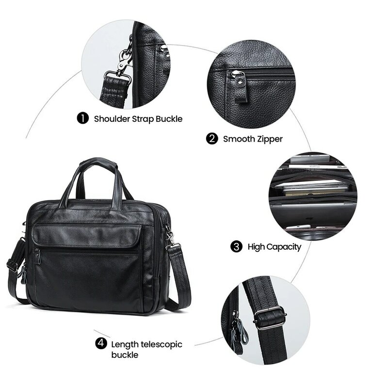 JOYIR-maletines de piel auténtica para hombre, bolso de hombro para ordenador portátil de 15,6 pulgadas, para documentos, de negocios, 2022