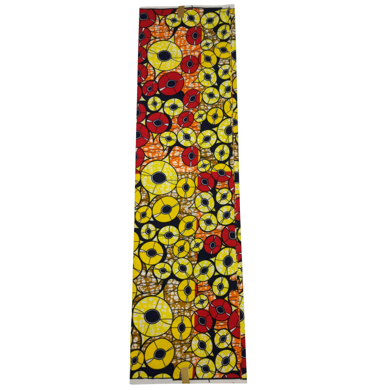 Afrykańska tkanina Batik woskowany dla kobiet tkanina Ankara żółty nadruk prawdziwy wosk 6 metrów/szt