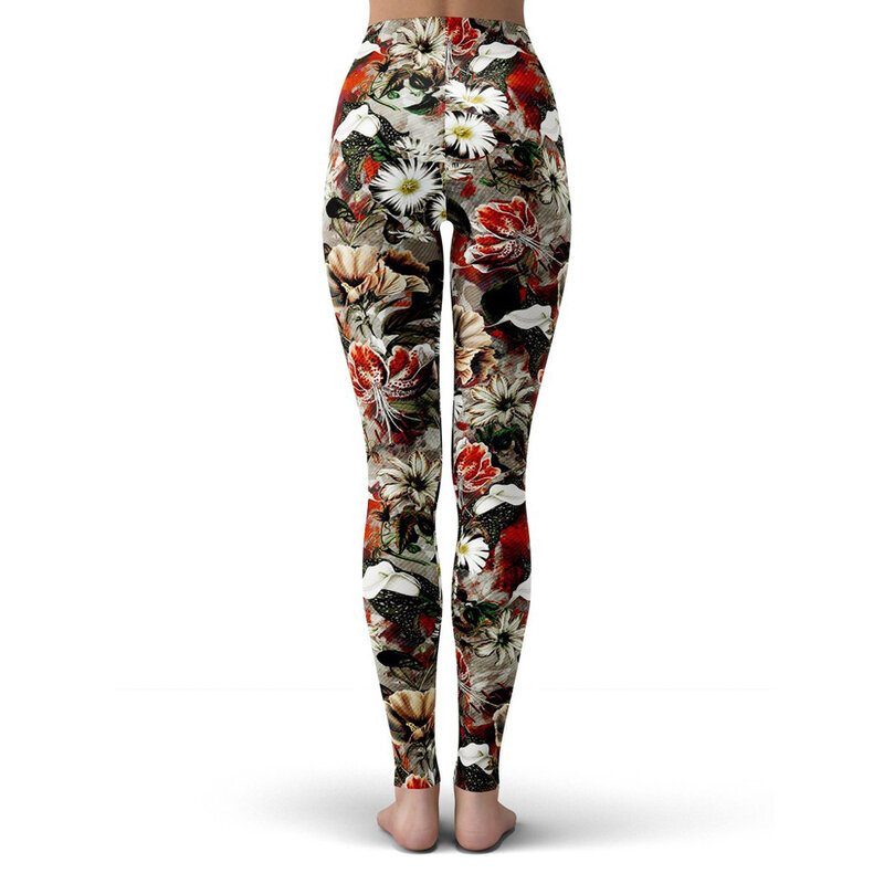 레트로 스타일 패션 여성 레깅스 패션 3D 인쇄 새 꽃 레깅스 섹시한 탄성 여성 스키니 레깅스 DDK22