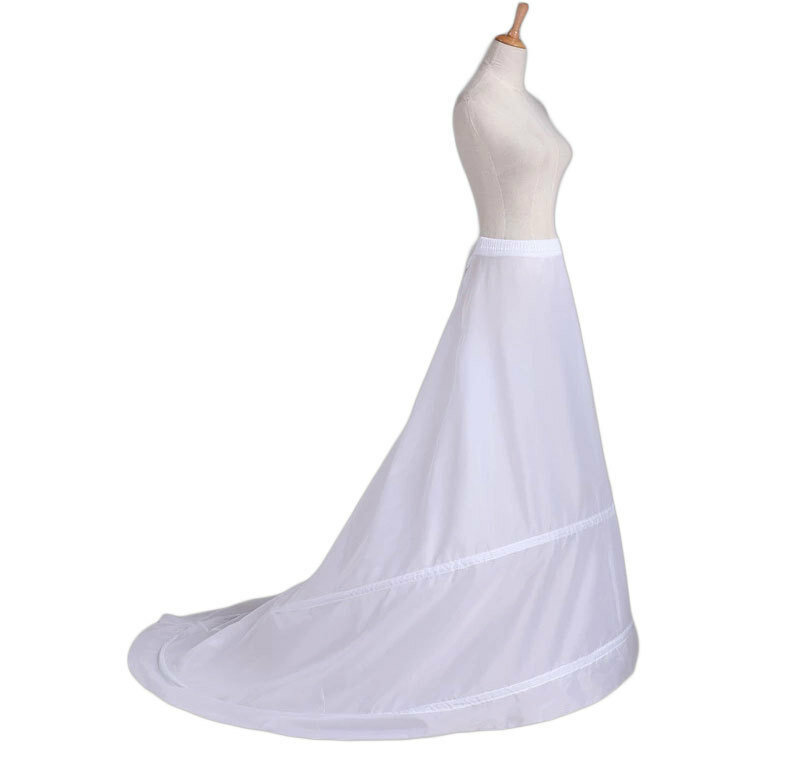 Woman  Crinoline Waist Size Adjust Mermaid Bridal Petticoat Underskirt 2 Hoops with Chapel Train Wedding Accessories