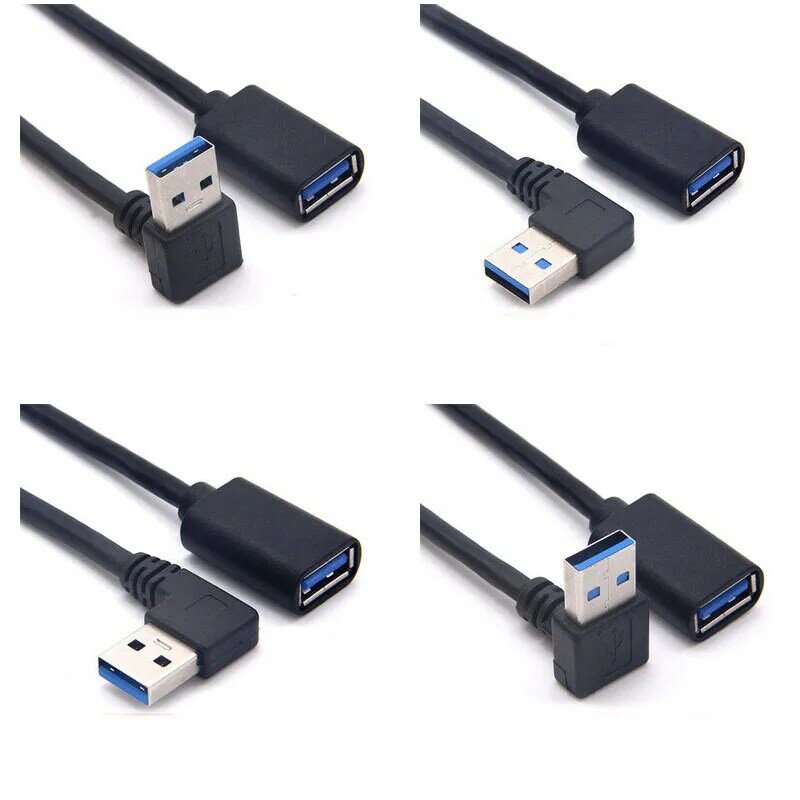 For USB 3.0 Angle 90 Degree Extension Cable Male To Female Adapter Cord Transmission With Cables Right / Left / Up / Down