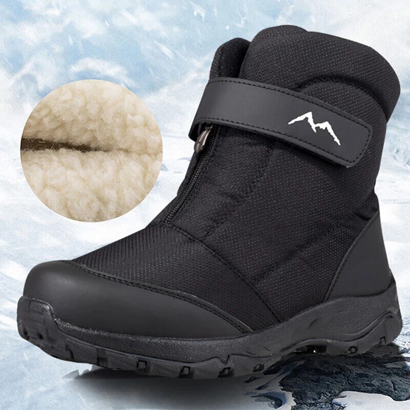 Winter Men Boots New Thick Snow Boots Plus Velvet Warm Side Zipper Outdoor Casual Short Boots Cold Resistance Men Cotton Shoes