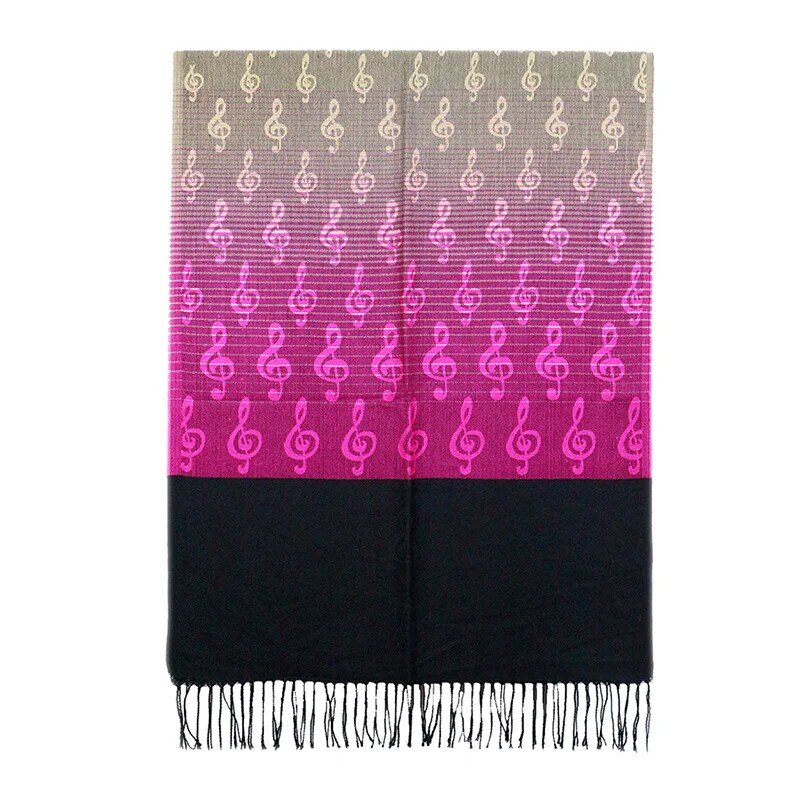 Женские шарф теплый зимний Mulheres Inverno Cachecol de Lã Cashmere Pashmina Xailes Envoltório Música G-claves Bandana Franja