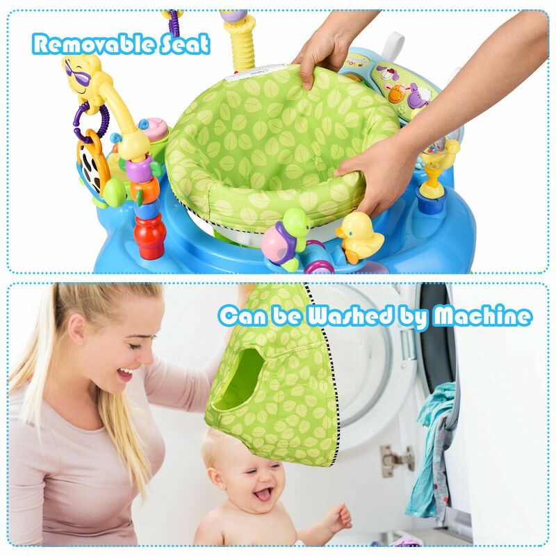2-in-1 Baby Jumperoo Adjustable Sit-to-stand Activity Center W/360 Seat Green