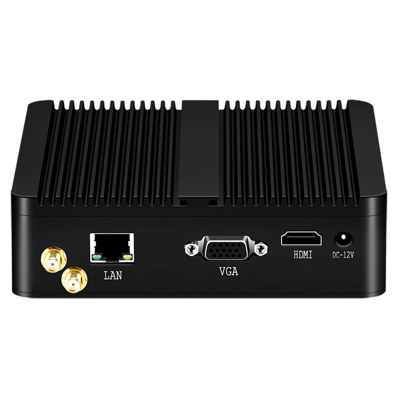 XCY-Mini PC sin ventilador Intel Celeron J1900, Quad Cores, Gigabit Ethernet, 4x USB, HDMI, VGA, pantalla, compatible con WiFi, Windows, Linux, Ubuntu