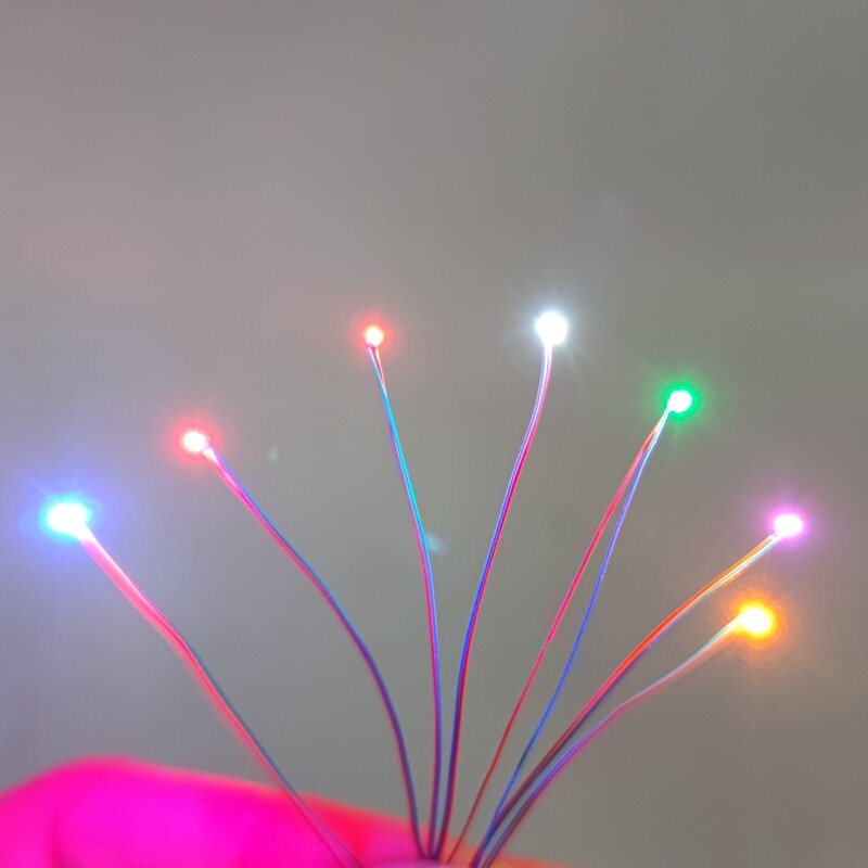50 шт. Предварительно Проводные Светодиоды Smd #0402 3 в 10 цветов 30 см соединительные провода, набор для хобби модели железной дороги/звезды/Gundam освещение