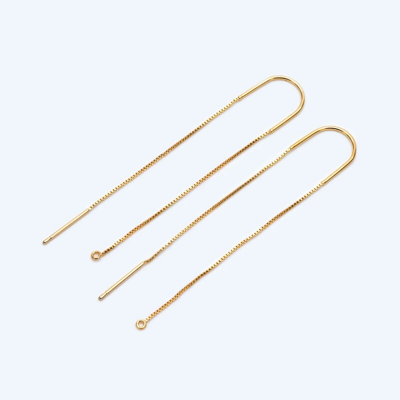 Pendientes enhebradores de oreja dorados de 10 piezas, enhebrador de oreja con anillo de salto, cadena de caja para accesorios de fabricación de joyas DIY (GB-2150-1)