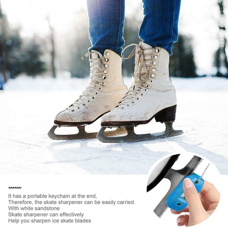 Afilador de doble cara para patín de hielo, piedra arenisca blanca, colgante portátil, cuchillas para zapatos de Hockey sobre hielo, accesorios para patines