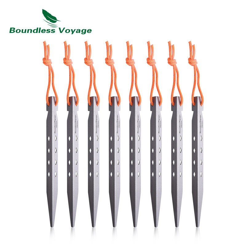 Boundless Voyage Tent Pegs V-shaped Titanium Tent Stakes Ultralight Heavy Duty Ground Nails Outdoor Camping Accessories 16.5cm