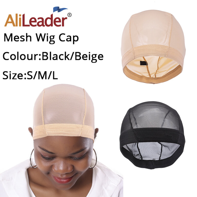 AliLeader Mesh splot czapka czarny beżowy blond oddychający Stretch elastan Dome czepek na perukę do wyrobu peruk S M L