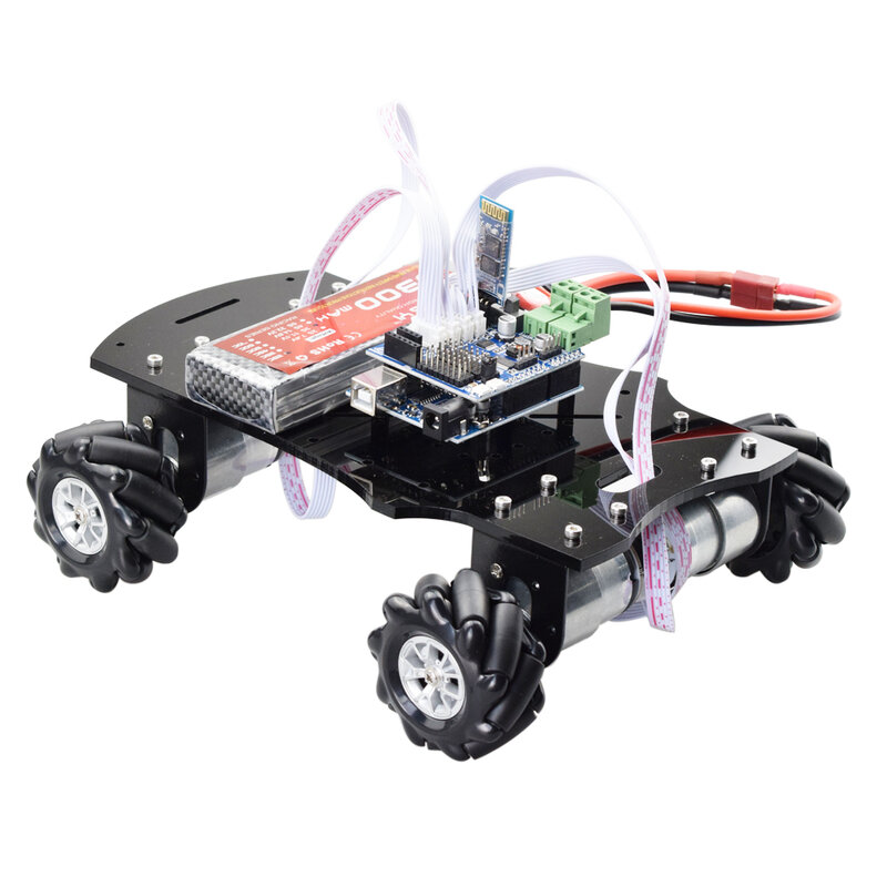 Kit de Chasis de coche Robot de rueda Mecanum 4WD, plataforma omnidireccional con Motor codificador de velocidad de 4 piezas y 12V para Arduino Rasbperry Pi