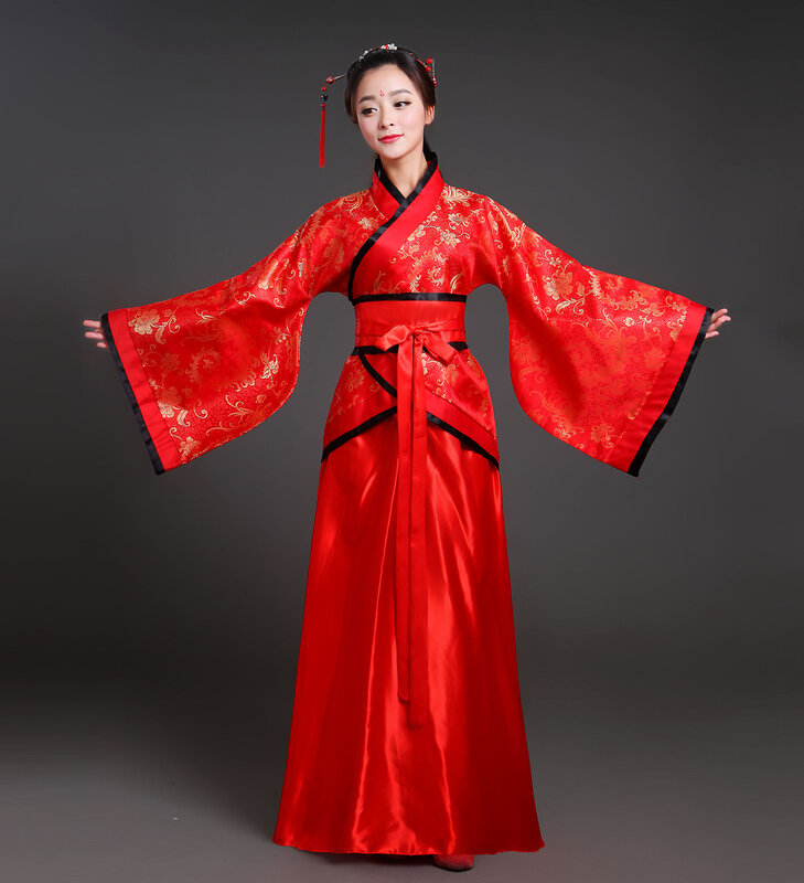 Kostum Etnik Tradisional Wanita Pakaian Wanita Dinasti Han Putri Hanfu Gaun Kuno Tiongkok Putih Hitam Merah Merah Muda