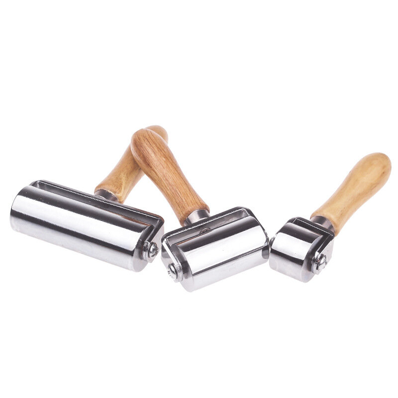 Rodillo de acero con mango de madera, herramientas de corte de Lino para cuero, laminado de cuero, uso como Carpeta de bordes, DIY