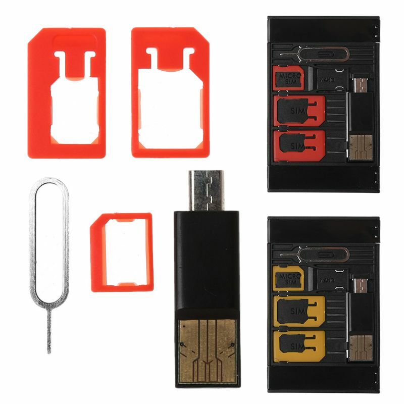 Adaptador de Mini tarjeta SIM Universal 5 en 1, Kits de estuche de almacenamiento para tarjeta Nano Micro SIM, lector de tarjetas de memoria TF, envío directo