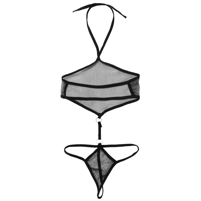 Maiô feminino erótico sissy, roupa de banho transparente para festas eróticas do japão, biquíni sem costas, camisola