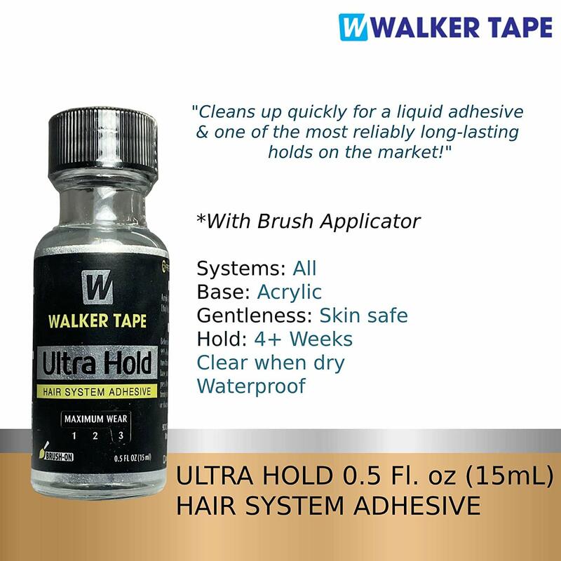 Walker Tape Ultra Hold Lace Wig Glue, Cola de peruca frontal para perucas, transparente, adesivo para substituição de cabelo, escova, 0.5oz, 15ml