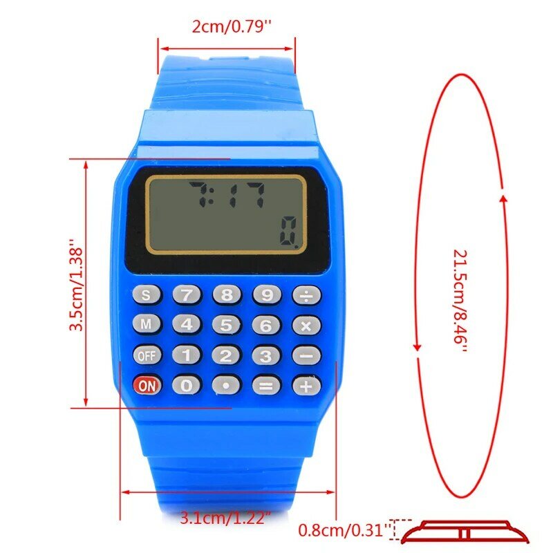 Модные детские силиконовые наручные часы с датой и многофункциональным электронным калькулятором