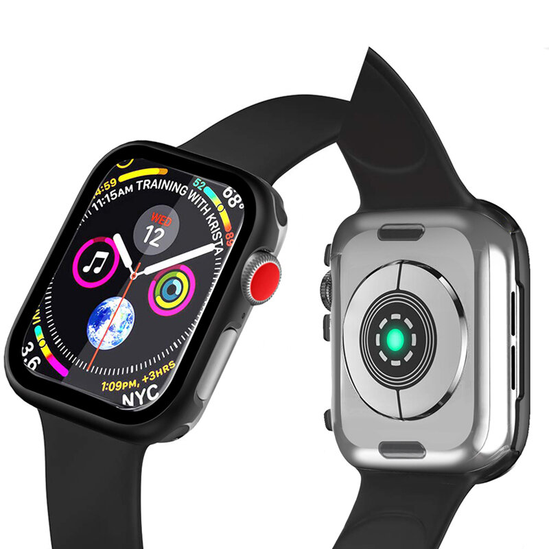 Película & capa de proteção de metal para apple watch, proteção ultrafina para iwatch 6 5 44mm 40mm 42mm 38mm série se/6/5/4/3/2