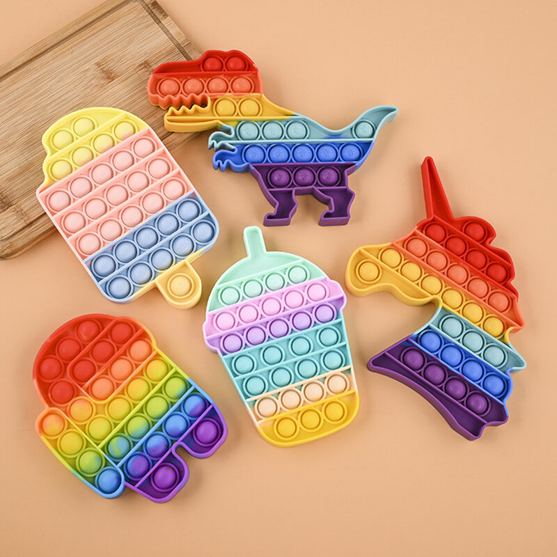 Heißer verkauf Zappeln Reliver Stress Spielzeug Regenbogen Push Blase Anti-Stress-Spielzeug Erwachsene Kinder Pops Sensorischen Spielzeug zu Entlasten Autismus Geschenk