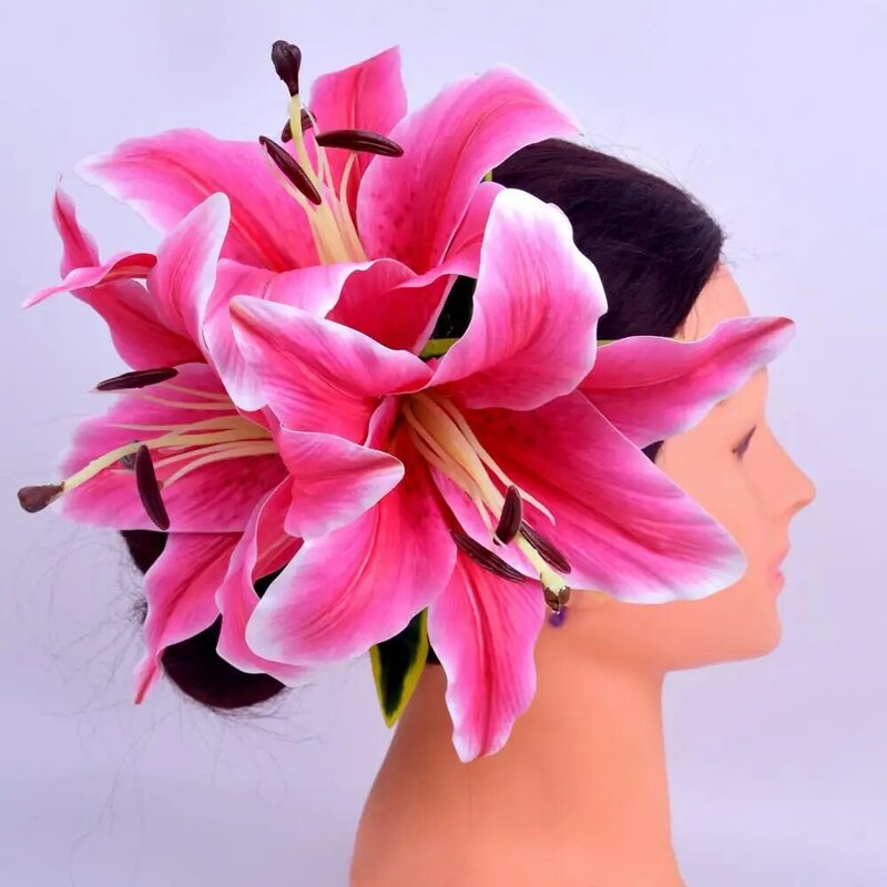 Frete grátis 50 pçs/lote HC00026 24cm De lírio de Seda grampo de cabelo mulheres acessórios para o cabelo flor headwear hairpin Hawaii tropical 6 cor