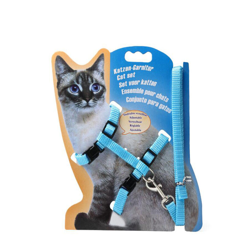 Kołnierz dla kota uprząż i smycz regulowane nylonowe szelki dla zwierząt domowych pies kotek Halter kołnierz koty produkty dla kota uprząż zwierzęca kołnierz