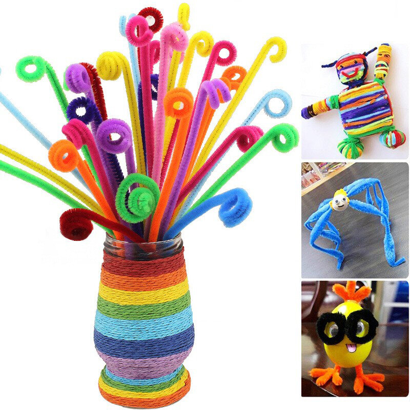Limpiadores de tubos de tallos de chenilla para niños, juguetes educativos hechos a mano, coloridos, suministros para manualidades DIY, 30cm