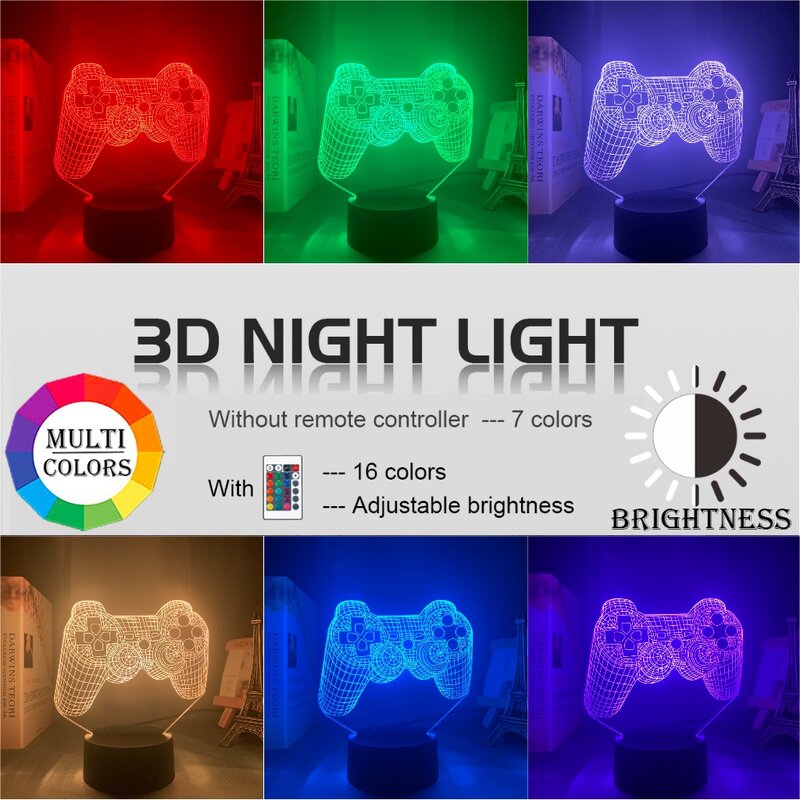 HY 3d Illusion P4P Game Pad for Kids Child Bedroom Event Prize Shop Idea Color Changing Desk Night Lamp Room Lights Decor
