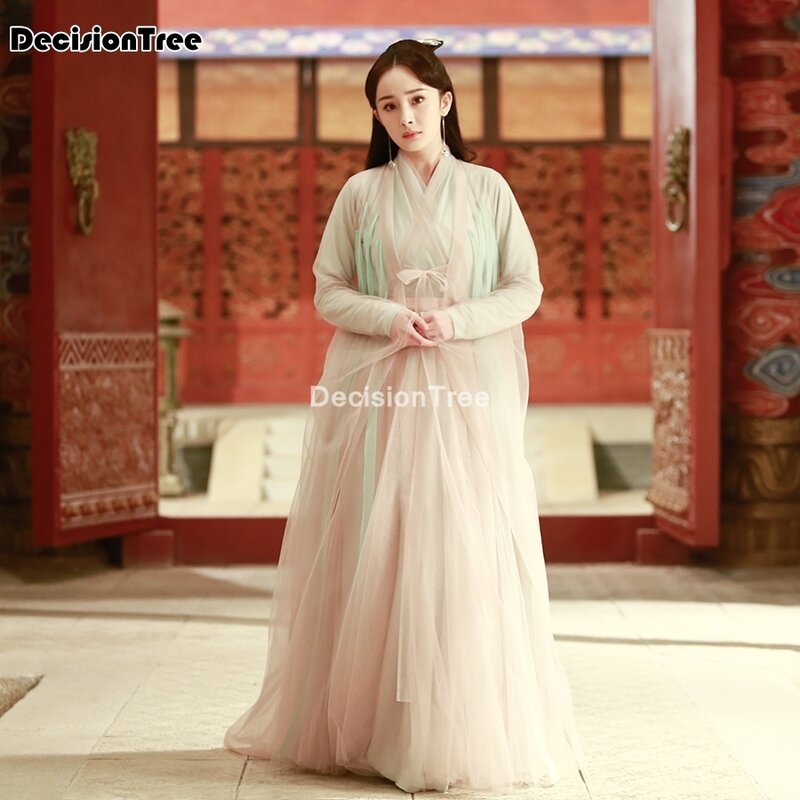 Vestido chino bai qian para mujer, elegante disfraz de hada hanfu para el Reino del Cielo, disfraz oriental de flores hanfu, 2023