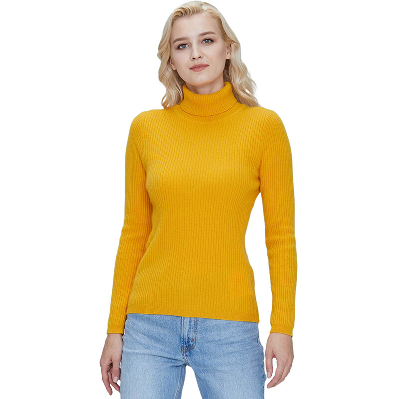 Suéter de caxemira de gola alta feminino, pulôver de malha macio, malha quente, lã 100% merino, outono, inverno, 2022