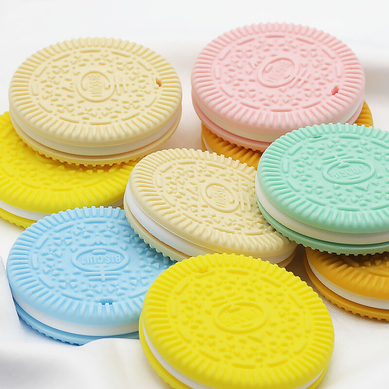 귀여운 아이디어 1Pc 비스킷 아기 실리콘 Teether 식품 학년 OREO 쿠키 Teether DIY 베이비 씹는 목걸이 젖니가 남 장난감 아기 용품