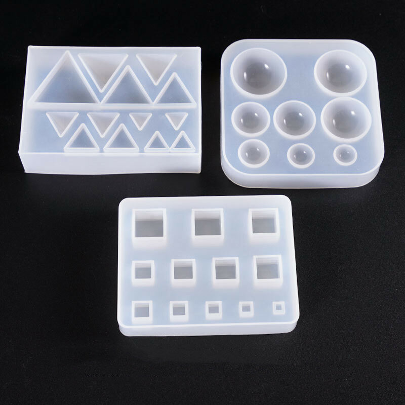 SNASAN Cute Beads Cube Triangle Silicone Mold For Jewelry Earrings Pendant Making Resin UV Epoxy Resin Molds Crafts DIY Tool