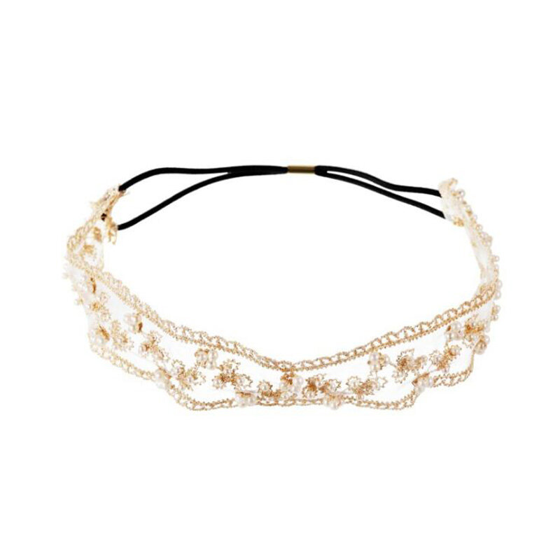 Sexy Weiß Schwarz Spitze Stirnband für Frauen Weibliche Simulierte Perle Haar Kopf Bands Breiten Braut Haar Zubehör Elastische Headwear