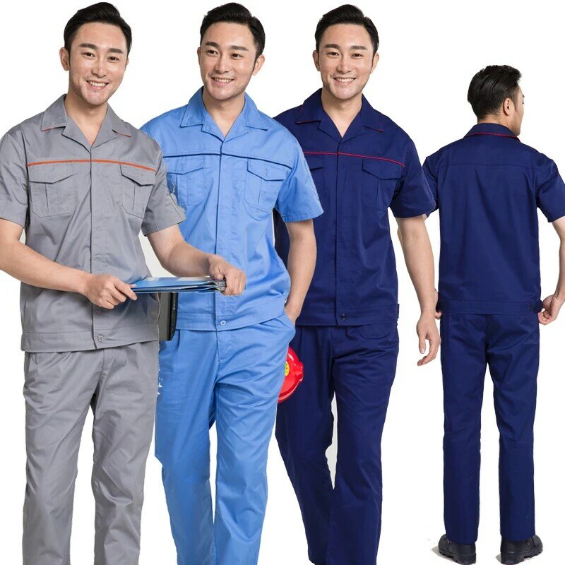Worker Clothes Working Coveralls Summer Thin Wear-resistant Washable Soft Skin-friendly Factory Workshop Uniforms Short Sleeves