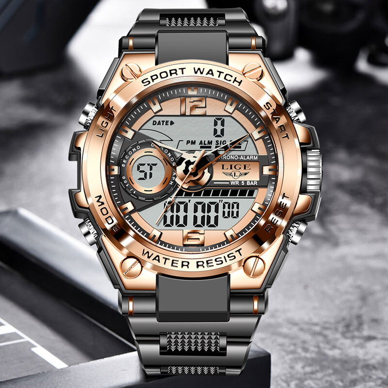 LIGE Brand Men Digital Watch Shock Military Sport Watches Fashion Waterproof Electronic Wristwatch Mens Reloj Inteligente Hombre