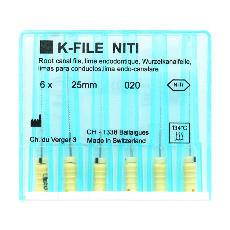 NiTi flexível Endodontic K Files, Endo Canal Raiz, Uso Manual, Níquel Titânio Endodontico, Produtos de Odontologia, 21mm, 25mm, 5 Pacotes