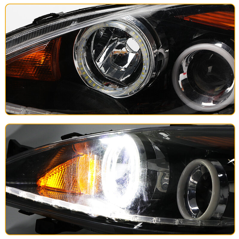 โคมไฟดวงตานางฟ้า2ชิ้นสำหรับรถยนต์ lampu depan LED แสงนำทางโหมดการหมุนเลนส์คู่ปรับเปลี่ยนอัตโนมัติโคมไฟตัดหมอกขนาด80มม. 95มม.