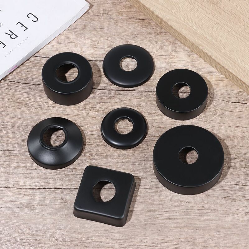 1Pcs Black Shower Faucet Decorative Cover Chrome Finish Stainless Steel Water Pipe Wall Covers Bathroom Accessories