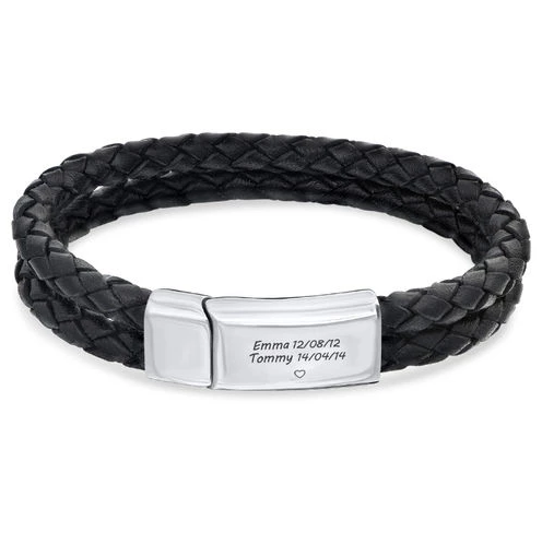 Personalized men leather bracelet customized message Bracelet Jewelry gift for husband boyfriend