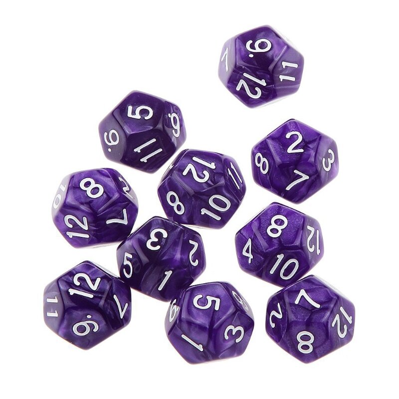 10pcs 12 Sided Dice D12 Polyhedral Dice Family Party RPG Board Game Accessories