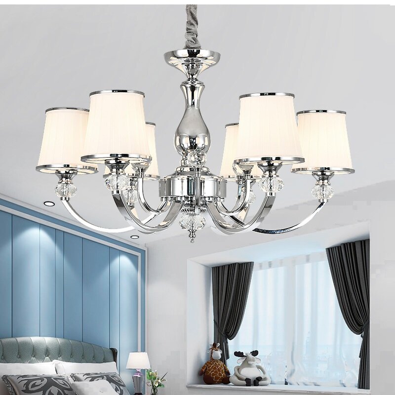 Modern electroplating crystal chandelier e14 led lighting fixture suitable for living room bedroom dining silver/gold chandelier